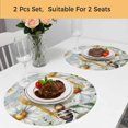 thumbnail image 5 of Summer Botanical Round 13 Inch Placemats Set of 2, White Daisy Botanical Bee Farmhouse HeatResistant Non Slip Place Mats for Dining Table, Wipeable Braided Kitchen Table Mats for Housewarming, 5 of 9