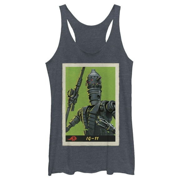 Women's Star Wars: The Mandalorian IG-11 Droid Card  Racerback Tank Top Navy Blue Heather Medium