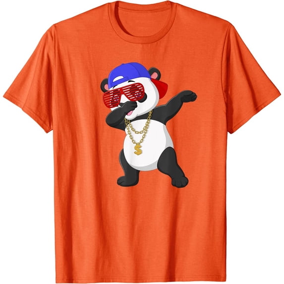 Cool Dabbing Dancing Panda Wearing Sunglasses Hat Necklace T-Shirt
