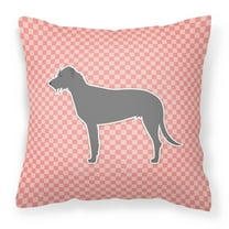 Carolines Treasures BB3603PW1414 Irish Wolfhound Checkerboard Pink Fabric Decorative Pillow
