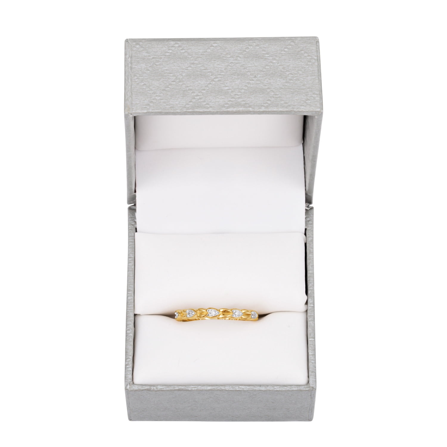 14kt Yellow Gold Plated Diamond Accent Stackable Heart Ring