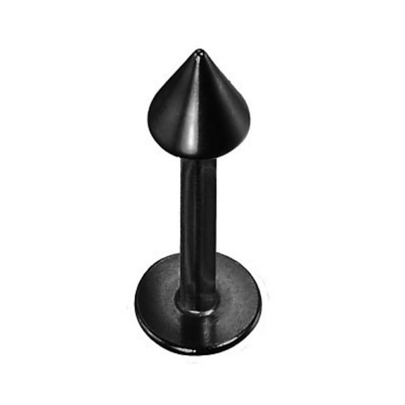 Black Titanium Lip Ring Flat Back with Spike 2 Piece (16g) (TL/8) (16gx5/16 x3 (1.2mmx8mmx3mm))