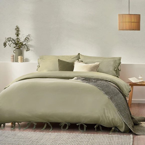Yard Ensemble de Housse de Couette en Coton Mauve avec Nœud