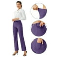 thumbnail image 5 of CaComMARK PI Women's Dress Pants Bootcut Work Slacks Stretch office Business Casual High Waisted Ladies Slacks Purple 20-22(XXL), 5 of 8