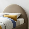 thumbnail image 4 of Pemberly Row Performance Velvet Arched Round Twin Platform Bed in Taupe, 4 of 9