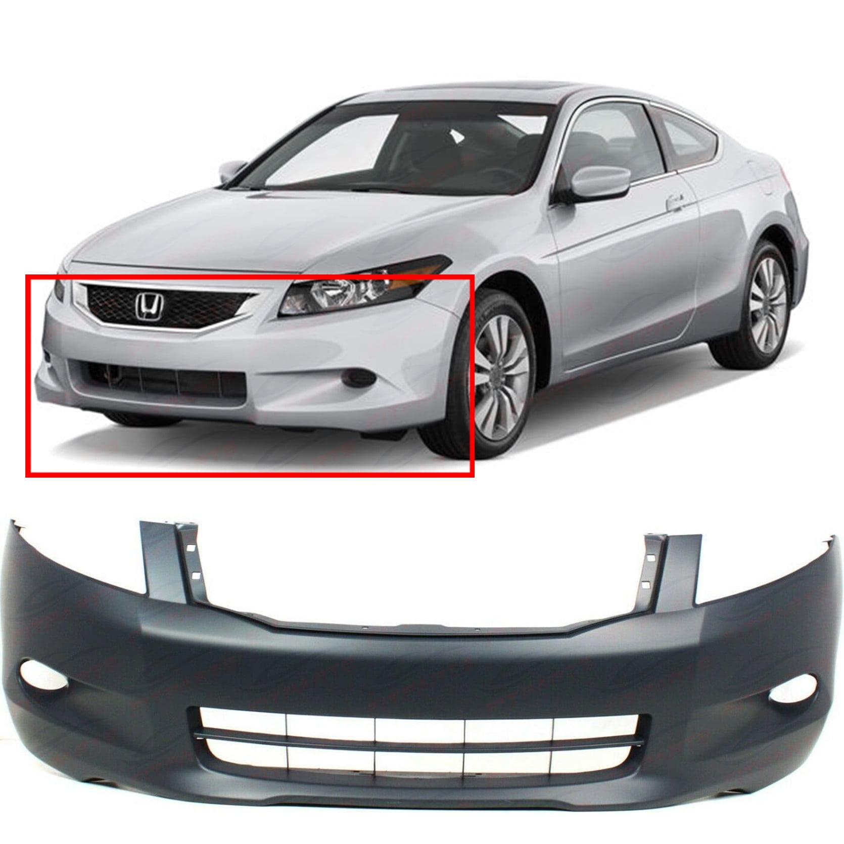 Front Plastic Bumper Cover Fascia For 2008 2010 Honda Accord Ex L Ex Sedan 08 10 New Primed And Ready For Paint With Fog Light Holes Ho1000255 04711ta6a90zz 2009 Walmart Com