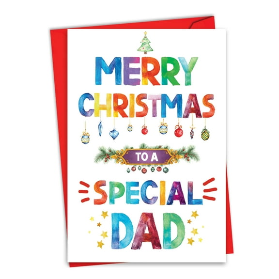 NobleWorks Christmas Greeting Card (Father) with 5 x 7 Inch Envelope (1 Card) Merry Christmas Holiday Special Dad Holiday C8720XSG