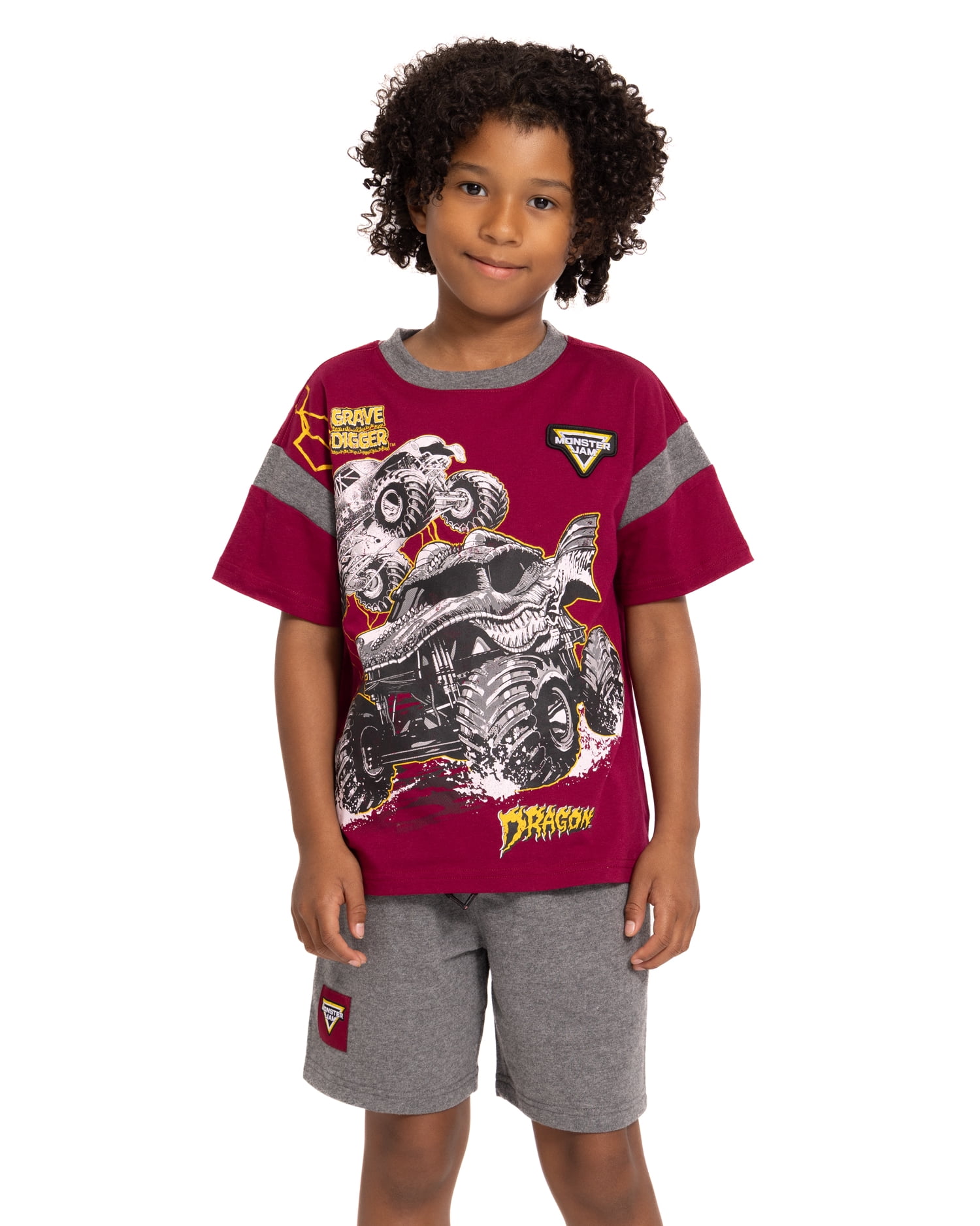 Monster Jam Boys Graphic Tee with Short Sleeves and Shorts Set, 2 Piece, Sizes 4-16