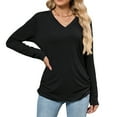 thumbnail image 4 of Joyutrip Women V Neck Long Sleeves Solid Color Ruched Tunic Top, 4 of 6