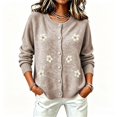 thumbnail image 5 of WCJM Cardigan for Womens Fall Long Sleeve Button Down Crewneck Knit Top Casual Outwear Coat (Khaki,L), 5 of 5