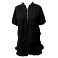 thumbnail image 6 of Short Sets for Women Short Puff Sleeve Half Zip T Shirt and Ruffled Shorts 2 Piece Matching Set Womens Lounge Set, 6 of 6