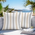 thumbnail image 3 of Beige Grey Stripe Throw Pillow Covers 16x16 Inch Set of 2, Modern Farmhouse Vertical Striped Waterproof Outdoor Pillow Covers, Decorative Cushion Pillowcases for Couch, Sofa, Bed, Garden, Patio, 3 of 9