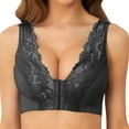 thumbnail image 1 of B91xZ Adjustable Strap Triangle Bra Front Closure Plus Size Full Coverage Lace Underwire Racerback Bra,Black L, 1 of 4