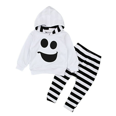 

ZMHEGW Toddler Kids Boys Girls Outfit Stripe Prints Long Sleeves Tops Pants 2pcs Set Outfits