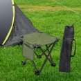 thumbnail image 1 of Taburete plegable portátil para acampar, mini silla plegable, resistente, con bolsillo lateral y reposapiés para parques, viajes, patios y caminatas, 1 of 8