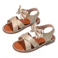 thumbnail image 4 of Staki Girls Sandals Glitter Crisscross Strappy Open Toe with Bow Summer Dress Sandals Gold,12 Little Kid, 4 of 6