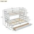 thumbnail image 5 of Twin Over Full Bunk Bed with 2 Storage Drawers, Solid Wood Bed Frame with Safety Rail and Ladder, Kids/Teens Bedroom, Guest Room Furniture, Can Be Converted into 2 Beds, White, 5 of 9