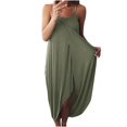 thumbnail image 1 of Vestido irregular cruzado sin mangas suelto de color sólido con tirantes de verano informal para mujer Pompotops ghjkhdj5156, 1 of 9