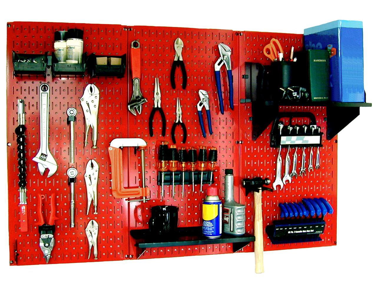 4ft Metal Pegboard Standard Tool Storage Kit Red Toolboard & Black