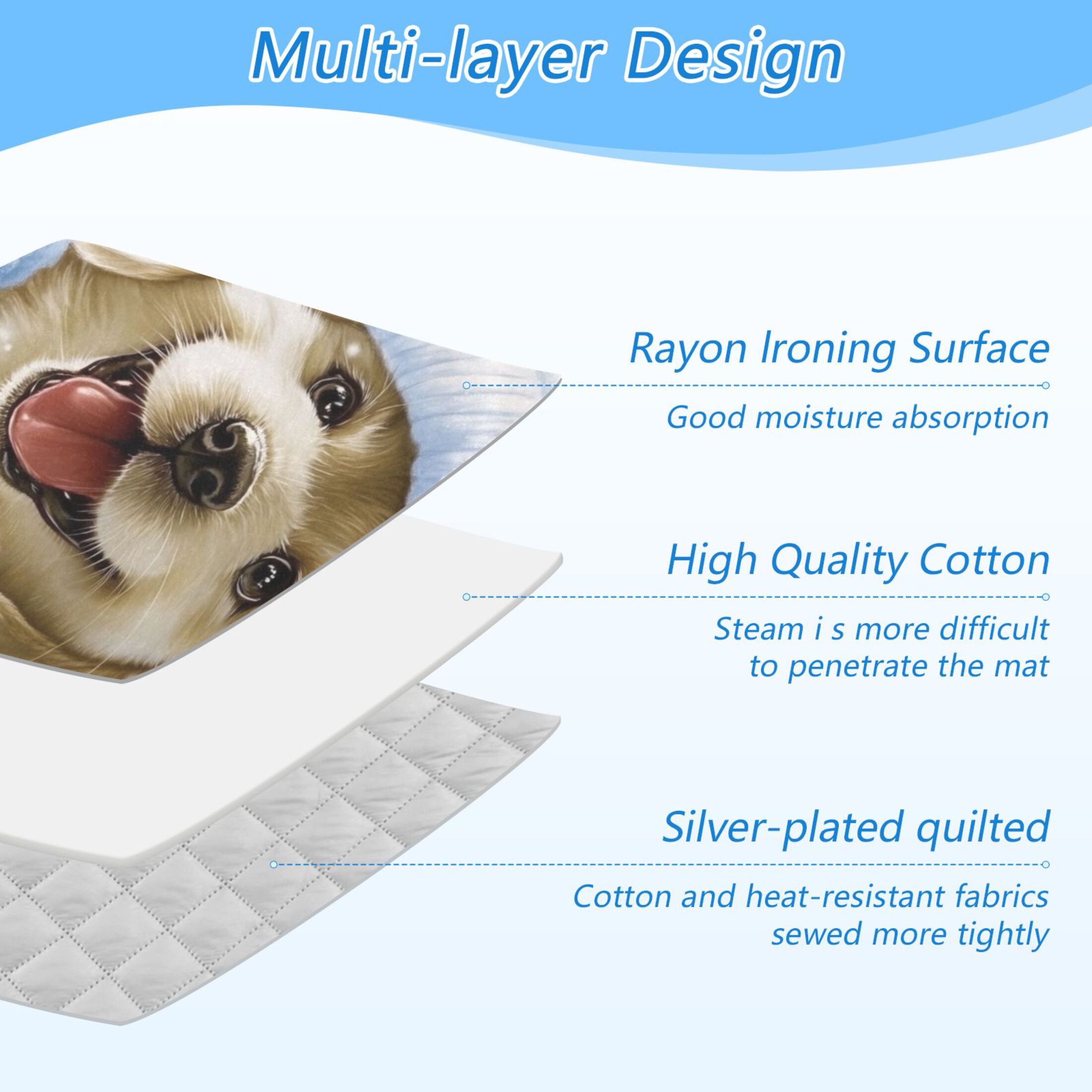Welcome Snow Cute Dog Ironing Mat Blanket for Table Top Travel Portable Ironing Board Pad 47.2x27.6 Inch