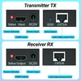 thumbnail image 4 of Extensor HDMI, Transmisor y Receptor HDMI 1080P hasta 60M (196 Pies), Repetidor de Emisor Ethernet HDMI sobre Cable Ethernet LAN Singal RJ45 Cat5e/Cat6/Cat7, Transmisor HDMI a RJ45 y RJ45 a HDMI, 4 of 7