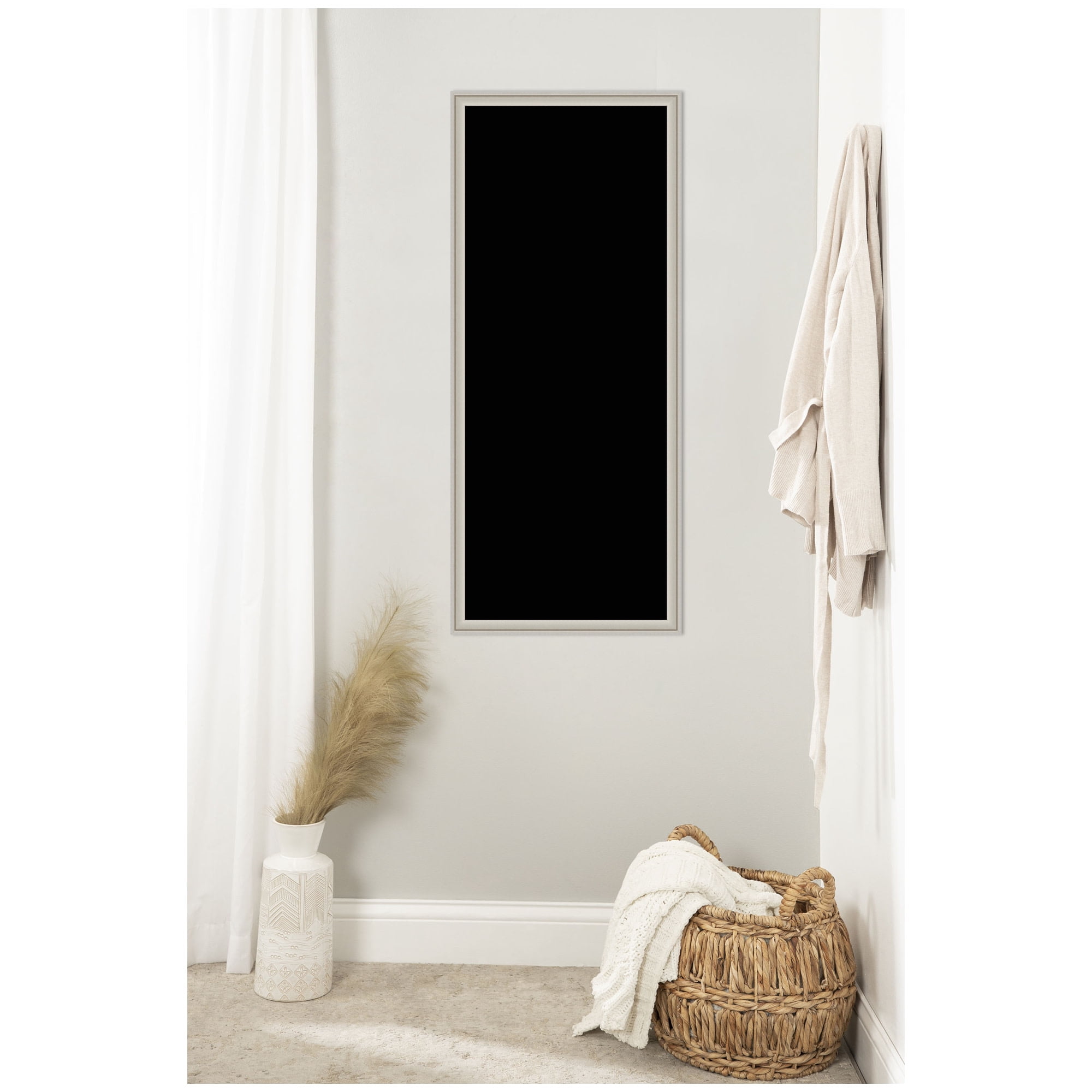 Kate and Laurel Framed Fabric Pinboard 18 x 42,  Printed Linen Classic Bulletin Board for Use as a Vision Board or Wall Organization, Florence Silver Frame