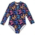 thumbnail image 2 of Kkkded Kids Girls One Piece Swimsuits 4-12Y Little Girls Sun Protection One Piece Swimwear Baby Toddler Long Sleeve Bathing Suits Printing Swimwear Soft Comfy Quick Drying UV Swimwear, 2 of 8