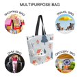 thumbnail image 7 of FORMRS Womens Canvas Tote Bag with Zipper Inner Pocket Shoulder Handbag, Gray Cartoon Houses, 7 of 7