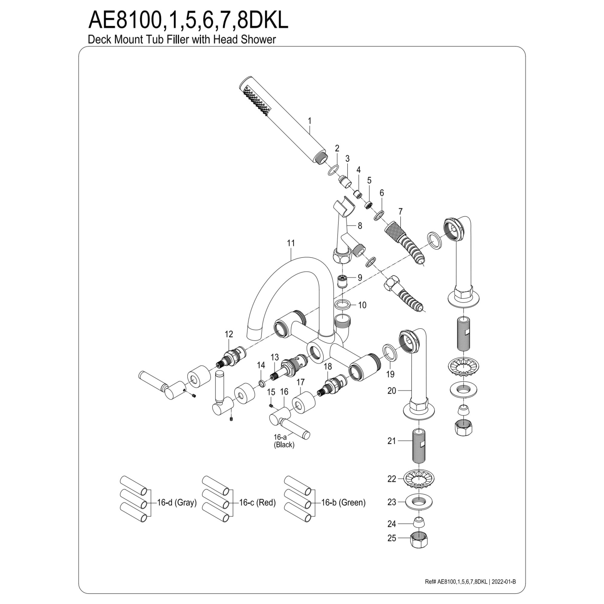 Aqua Vintage AE8107DKL Kaiser 7" Center Deck-Mount Clawfoot Tub Faucet with Hand Shower, Brushed Brass