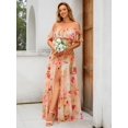 thumbnail image 4 of Vestido de dama de honor Ever-Pretty de chifón con hombros descubiertos, color melocotón US6, 4 of 6