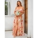thumbnail image 4 of Vestido de dama de honor Ever-Pretty de chifón con hombros descubiertos, color melocotón US6, 4 of 6
