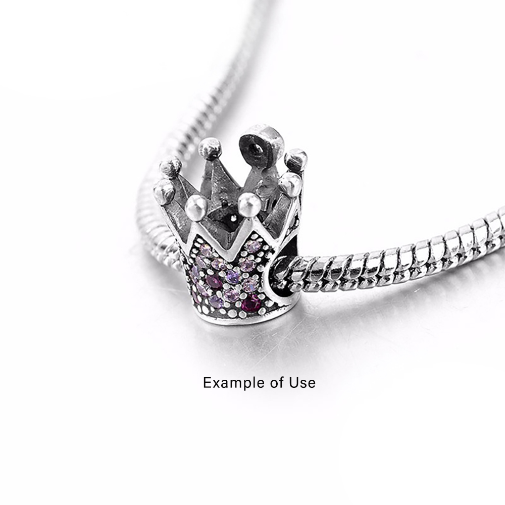 Crown Charm European Bead CZ Sterling Silver Ginger Lyne Collection