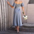 thumbnail image 4 of XDZJLR Robes Femmes Été Élégantes Manches Courtes Col en V Dos Nu Fente et Robe de Tenue, 4 of 7
