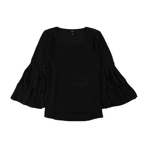 Alfani Womens Pleated Knit Blouse, Black, X-Small
