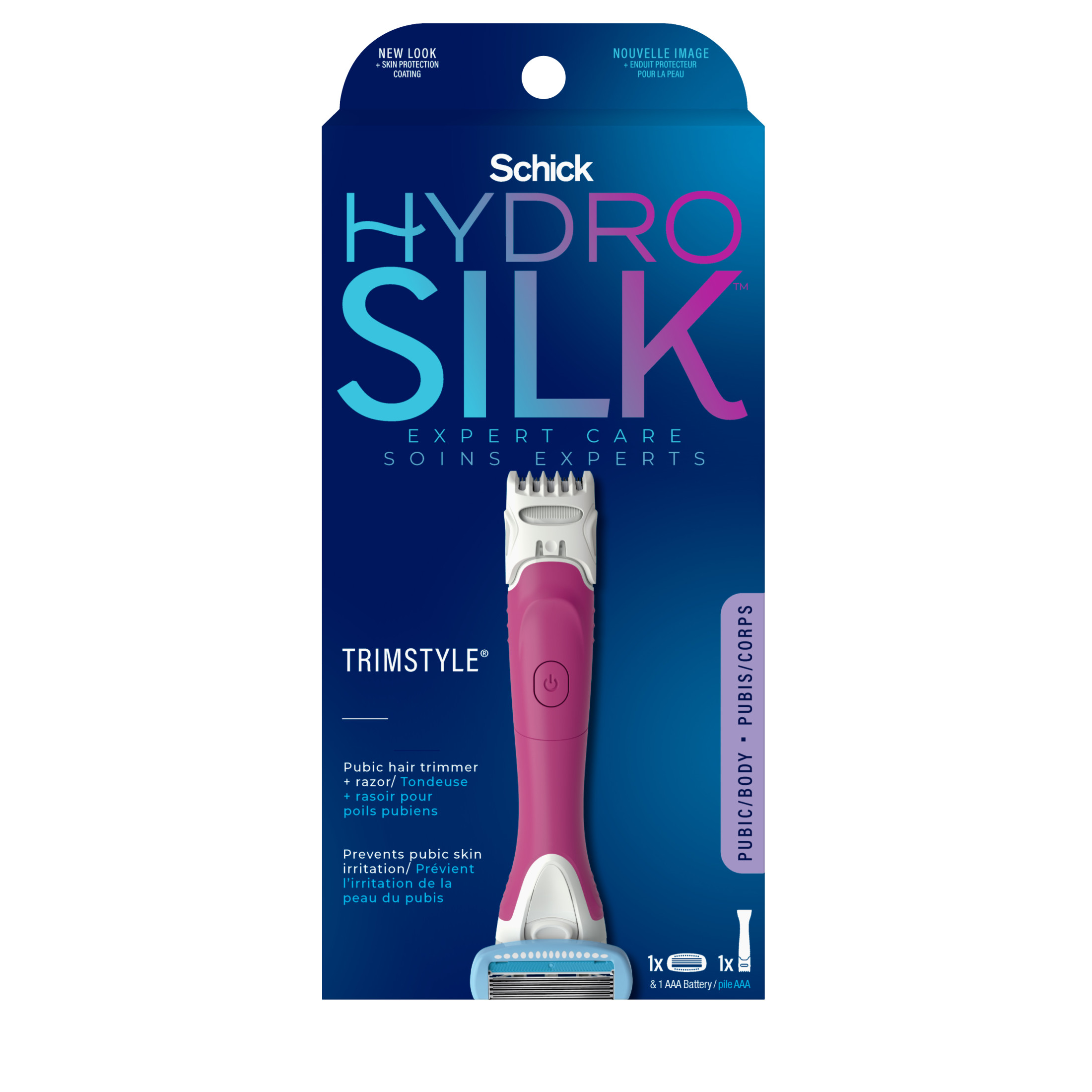 Schick Hydro Silk TrimStyle Womens Razor with Waterproof Bikini Trimmer, Includes 5-Blade Razor Handle, 1 Razor Blade Refill, & 1 AAA Battery - image 3 of 15