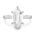 thumbnail image 2 of 3.00Ct Elongated Hexagon Cut Lab-grown diamond Solitaire Engagement Ring, Hidden Halo, 18K White Gold, 2 of 7