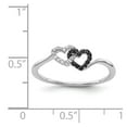 thumbnail image 3 of Solid 14K White Gold Black and White Diamond Heart Ring Band Size 8.5 (.113 cttw.), 3 of 4