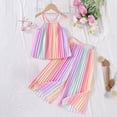 thumbnail image 2 of TOWED22 Toddler Girl Clothes 2pcs Summer Outfits Sleeveless Floral Print Camisole Wide Leg Long Pants(Multicolour,6-7 Y), 2 of 9