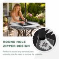 thumbnail image 4 of Round Outdoor Tablecloth with Umbrella Hole and Zipper, Gray Boho Tablecloth with Elastic Waterproof, Southwestern Ethnic Abstract Geometric Patio Table Covers for 31" - 35" Picnic Pool Tables, 4 of 9