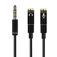 thumbnail image 1 of Cable auxiliar de micrófono de 3,5 mm 1 macho 2 hembra Cable de audio para computadora portátil negro, 1 of 6