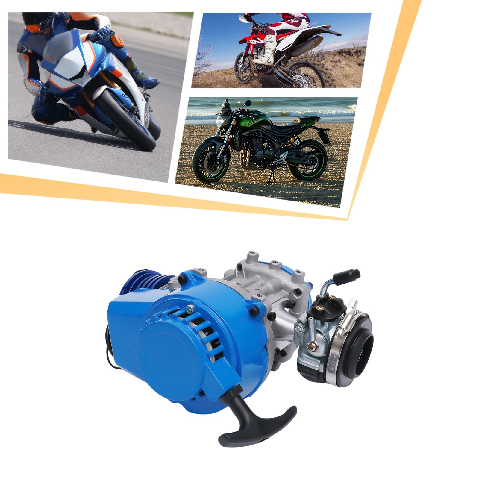 2 Stroke Blue Air Cooled High-performance Engine Motor for 49cc/50cc Pocket Bike Mini Dirt Bike Mini ATV