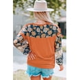 thumbnail image 2 of ABPHQTO Top de manga floral con estampado floral de Thankful Grateful Blessed para mujer de color marrón, 2 of 5