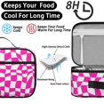 thumbnail image 4 of Pink and White Wavy Checkered Pattern Insulated Lunch Bag Teens,Bento School Lunch Bag for Teens for Work,Picnic or Travel 10.6x7.7x4.3 Inches,12 Can Capacity, 4 of 6