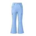 thumbnail image 6 of Girls Flare Cargo Pants High Waist Casual Stretch Pull On Kids Wide Leg Pants Black 6, 6 of 7