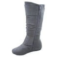thumbnail image 3 of Bank-81 Women's Fashion Zipper Big Buckle Slouch Casual Flat Heel Mid Calf Round Toe Boots, 3 of 3