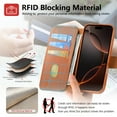 thumbnail image 6 of ELEHOLD Leather Case For iPhone 16 Pro 2-in-1 Shockproof Cover, With Magnetic Detachable Flip Card Holder Wallet, Kickstand & Wristband, MagSafe Compatible, Brown, 6 of 15
