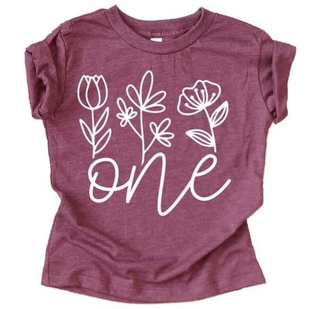 

One Floral 1st Birthday Shirt for Baby Girls First Birthday Outfit Vintage Burgundy Shirt 12 Months