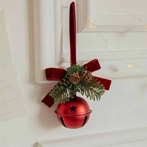 Christmas Red Velvet Bow Tie Iron Pendant Scene Decoration Pendant Christmas Tree Decoration Door Hanger