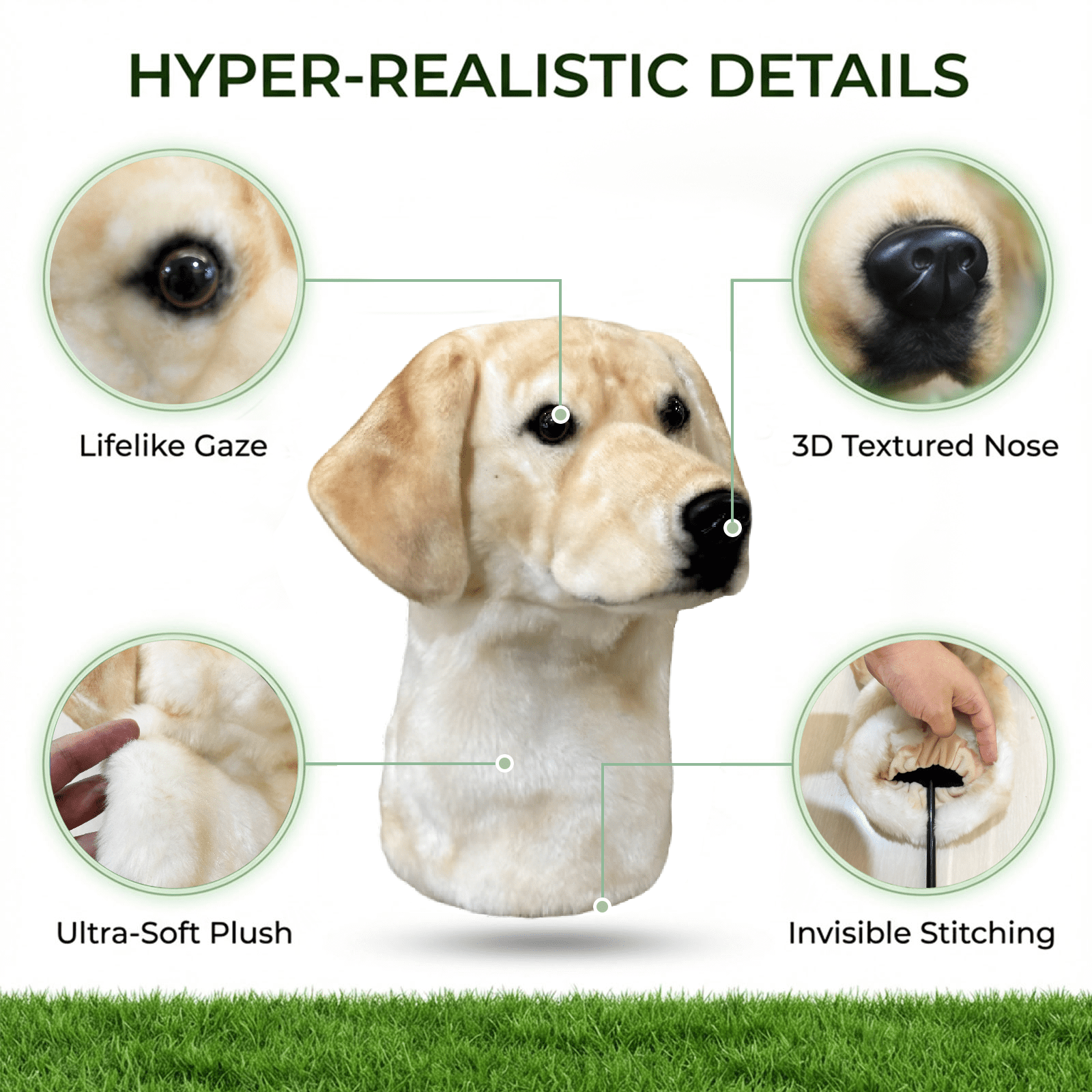 Creamy Labrador Club Headcover, Dog Golf Driver & Woods Club Cover, Labrador Dog Golf Head Cover