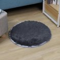 thumbnail image 4 of Grey Round Rug Faux Fur Sheepskin Area Rugs Fluffy Plush Carpet Washable Shaggy Mat for Dorm Preppy Room Decor, 1.3 ft, 4 of 7